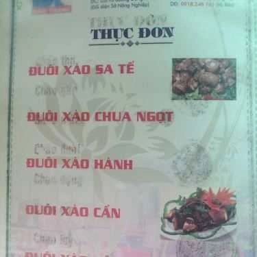 Thực đơn- Bê Thui Bảo Trang