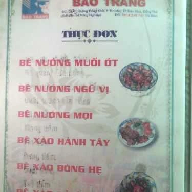 Thực đơn- Bê Thui Bảo Trang