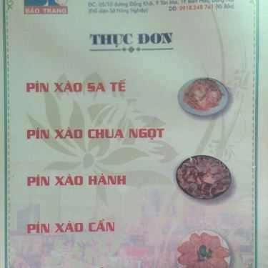 Thực đơn- Bê Thui Bảo Trang