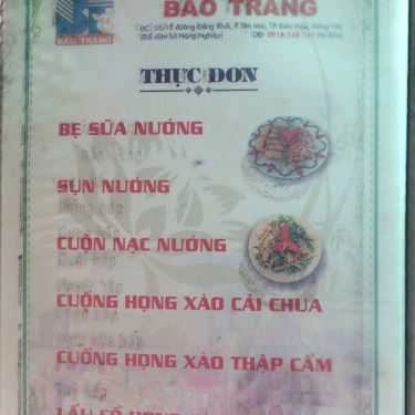 Thực đơn- Bê Thui Bảo Trang