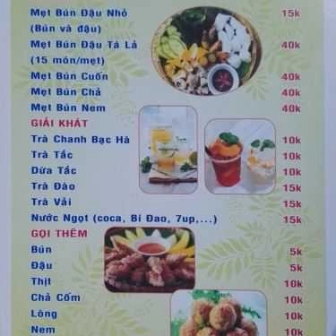 Thực đơn- Bún Đậu Mẹt Lá