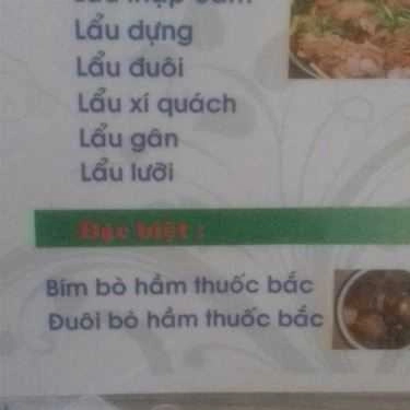 Thực đơn- Lẩu Bò Thanh Hà