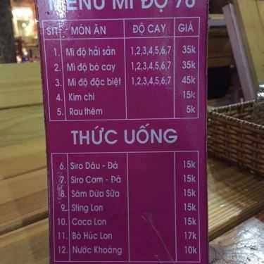 Thực đơn- Mì Độ 76