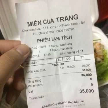 Thực đơn- Miến Cua Trang