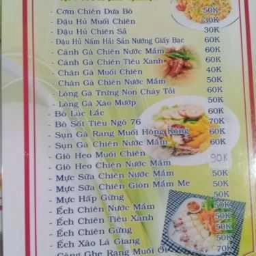 Thực đơn- Ngõ 76 - Lẩu Riêu Cua Bắp Bò