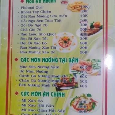 Thực đơn- Ngõ 76 - Lẩu Riêu Cua Bắp Bò