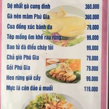 Thực đơn- Phú Gia Quán - Cơm Niêu, Hải Sản, Karaoke & Coffee