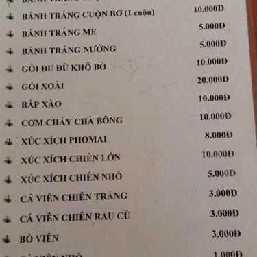 Thực đơn- Ăn Vặt Cô Thủy - Phạm Văn Thuận