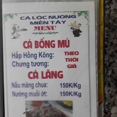 Thực đơn- Quán Cá Lóc Nướng Miền Tây