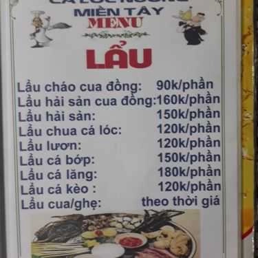 Thực đơn- Quán Cá Lóc Nướng Miền Tây