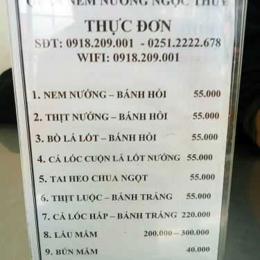 Thực đơn- Nem Nướng Ngọc Thủy