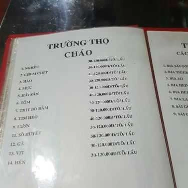 Thực đơn- Quán Trường Thọ - Món Ăn Gia Đình