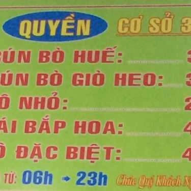 Thực đơn- Quyền - Bún Bò Huế