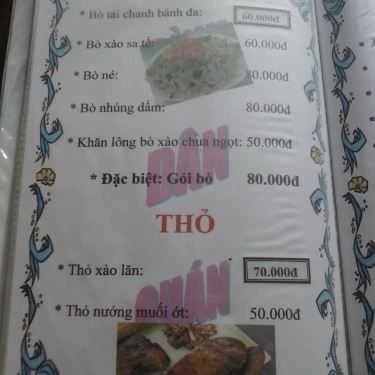 Thực đơn- Quán Bình Dân - Ẩm Thực 3 Miền