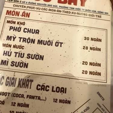 Thực đơn- Tiệm Ăn Cô Bảy