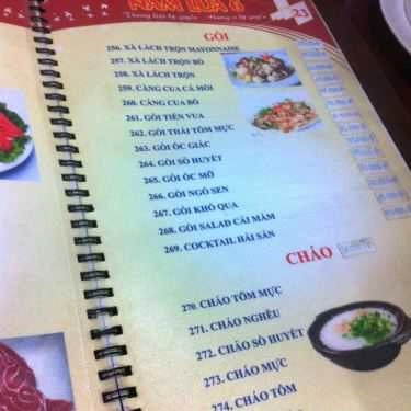 Thực đơn- Nhà Hàng Năm Lửa 6 - Tỉnh Lộ 743C