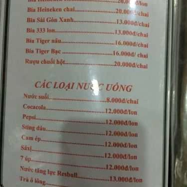 Thực đơn- Nhà Hàng Bánh Xèo Thuỷ Tiên