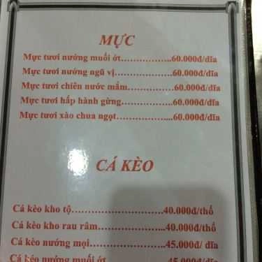 Thực đơn- Nhà Hàng Bánh Xèo Thuỷ Tiên