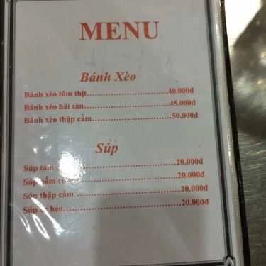 Thực đơn- Nhà Hàng Bánh Xèo Thuỷ Tiên