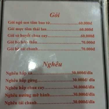 Thực đơn- Nhà Hàng Bánh Xèo Thuỷ Tiên