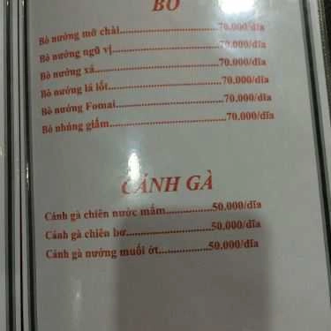 Thực đơn- Nhà Hàng Bánh Xèo Thuỷ Tiên