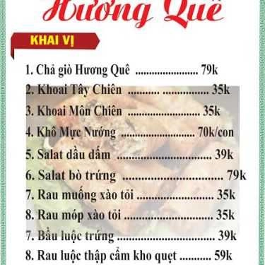 Thực đơn- Nhà Hàng Hương Quê - Ẩm Thực Sân Vườn