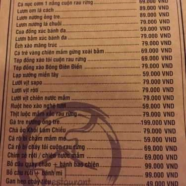 Thực đơn- Nhà Hàng Khói Lam Chiều Restaurant