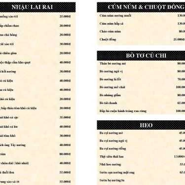 Thực đơn- Nhà Hàng Koc Beer
