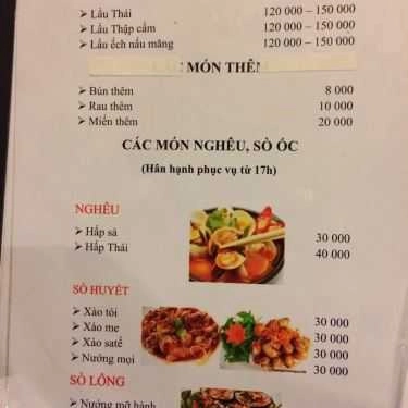 Thực đơn- Nhà Hàng Lâm Cua - Hải Sản Tươi Sống