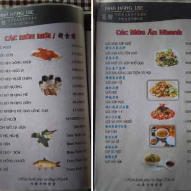 Thực đơn- Nhà Hàng 18E - Ẩm Thực Sân Vườn