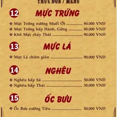 Thực đơn- Nhà Hàng Ao Sen Quán - Đặc Sản Đồng Quê