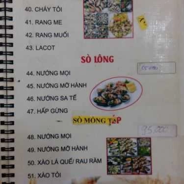 Thực đơn- Nhà Hàng Năm Lửa 15 - Hải Sản Tươi Sống