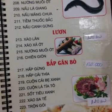 Thực đơn- Nhà Hàng Năm Lửa 15 - Hải Sản Tươi Sống