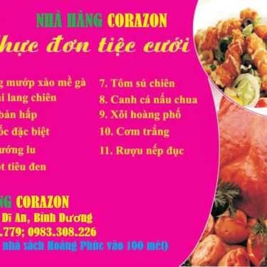 Thực đơn- Nhà Hàng Tiệc Cưới Corazon