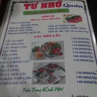 Thực đơn- Nhà Hàng Tư Nhớ 7 - Nhà Hàng Hải Sản