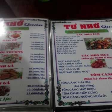 Thực đơn- Nhà Hàng Tư Nhớ 7 - Nhà Hàng Hải Sản
