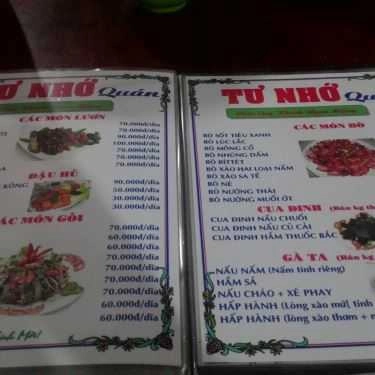 Thực đơn- Nhà Hàng Tư Nhớ 7 - Nhà Hàng Hải Sản