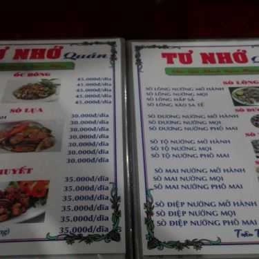 Thực đơn- Nhà Hàng Tư Nhớ 7 - Nhà Hàng Hải Sản