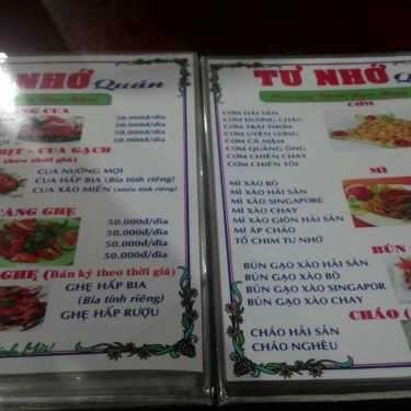 Thực đơn- Nhà Hàng Tư Nhớ 7 - Nhà Hàng Hải Sản