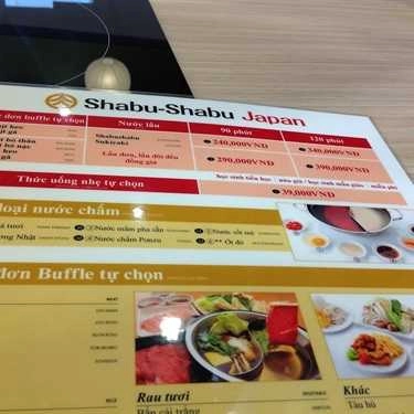 Thực đơn- Nhà Hàng Shabu Shabu Japan Buffet - AEON Mall Bình Dương