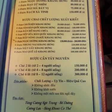Thực đơn- Quán Ăn Lẩu Dê - Cừu Hai Cường