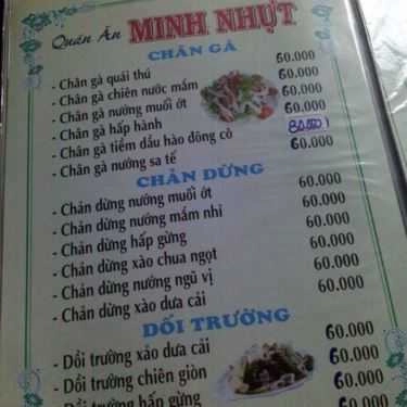Thực đơn- Quán Ăn Minh Nhựt Quán