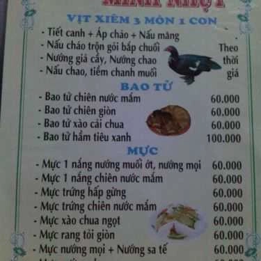 Thực đơn- Quán Ăn Minh Nhựt Quán