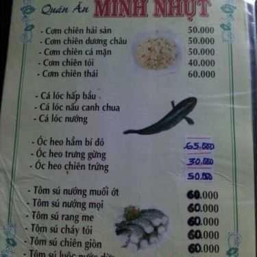 Thực đơn- Quán Ăn Minh Nhựt Quán