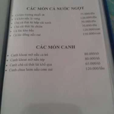 Thực đơn- Quán Ăn Lê Nguyễn Quán - Đường 3 Tháng 2