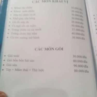 Thực đơn- Quán Ăn Lê Nguyễn Quán - Đường 3 Tháng 2