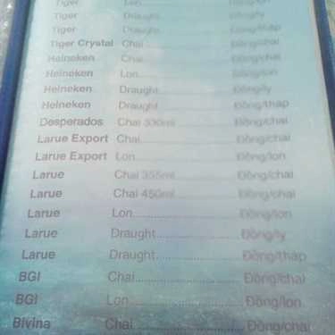 Thực đơn- Quán Ăn Lê Nguyễn Quán - Đường 3 Tháng 2