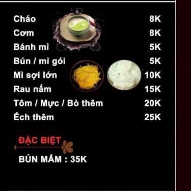 Thực đơn- Quán Ăn Vymachi Food - Cháo Ếch Singapore & Mì Cay