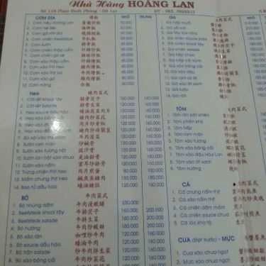 Thực đơn- Nhà Hàng Hoàng Lan Restaurant