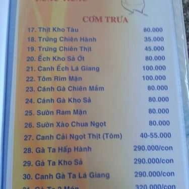 Thực đơn- Nhà Hàng Cơm Hồng Kông